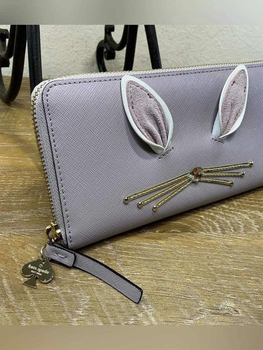 kate spade Hop To It Rabbit Neda Zip Around Wallet in Nouveaux Neutral (Lilac)